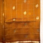 Mustard yellow with checks pure kora organza saree