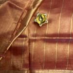 Orange pure Tissue kora organza saree