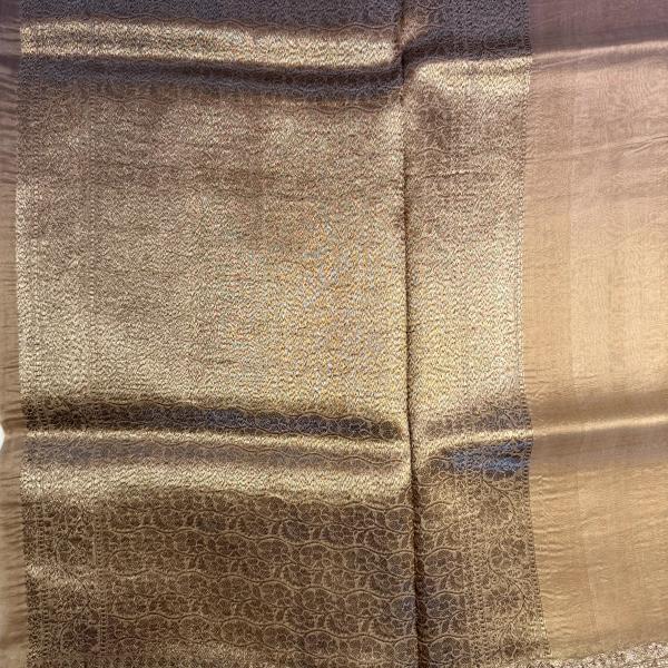 Beige pure kora organza saree