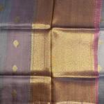 Dark Grey with peach pure kora organza saree