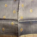 Dark Grey with peach pure kora organza saree