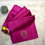 Rani pink with satin flower border katan silk saree