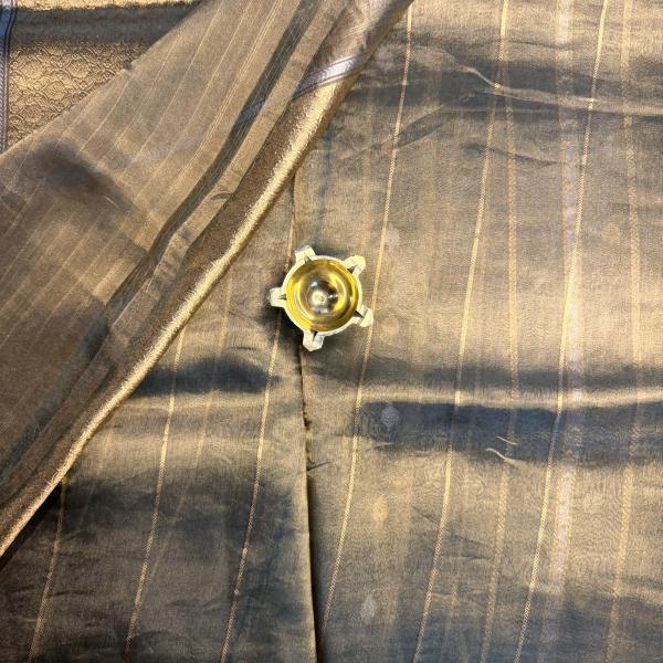 Olive Green pure kora tissue organza saree