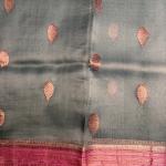Dark Green with pink border pure kora organza saree
