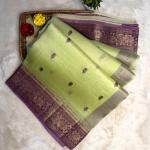 Pista Green with pink pure kora organza saree