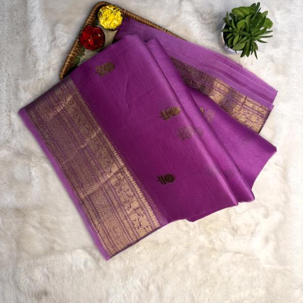 Lavender pure kora organza saree