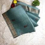 Powder Blue Antique Zari Pure Kora Organza Saree