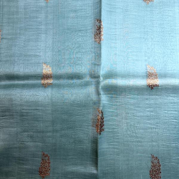 Powder Blue Antique Zari Pure Kora Organza Saree