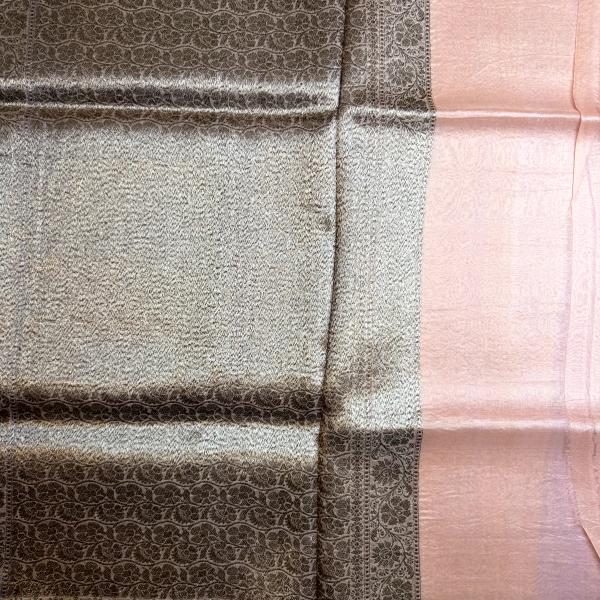 Lavender with beige border antique zari pure kora organza saree