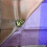 Lavender with beige border antique zari pure kora organza saree