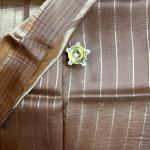 Beige Pure Kora Organza handloom saree