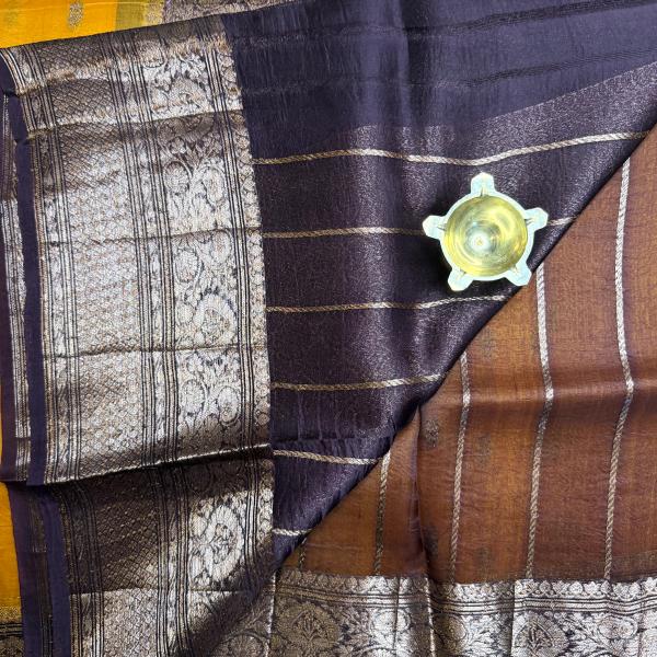 Orange with Rust Orange border Pure Kora organza saree