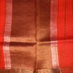Sunset Orange with antique zari border pure kora Organza saree