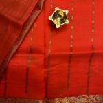 Sunset Orange with antique zari border pure kora Organza saree