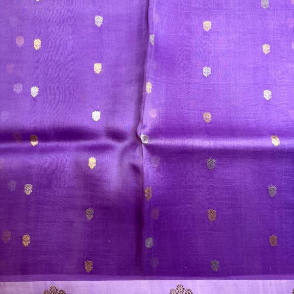 Purple and lavender combination pure kora organza saree