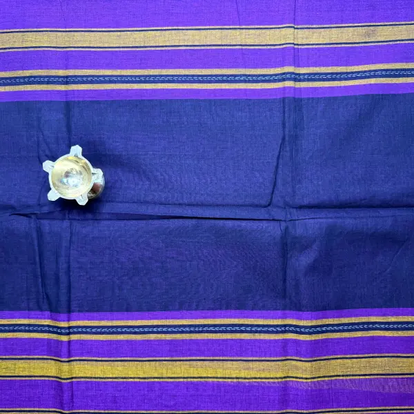 Purple with mustard yellow dhaniakali cotton saree