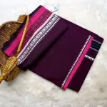 Purple with pink & white dhaniakali cotton saree