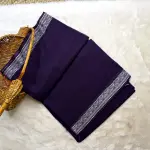 Navy blue with white border dhaniakali cotton saree