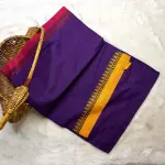Purple ganga jamuna border dhaniakali cotton saree