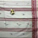 Grey with red bentex border dhaniakali cotton saree