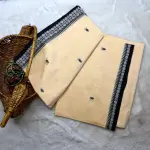 Beige with black buttas dhaniakali cotton saree