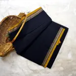Black with Mustard yellow border dhaniakali cotton saree