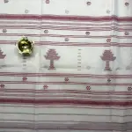 White & Red traditional dhaniakali cotton saree