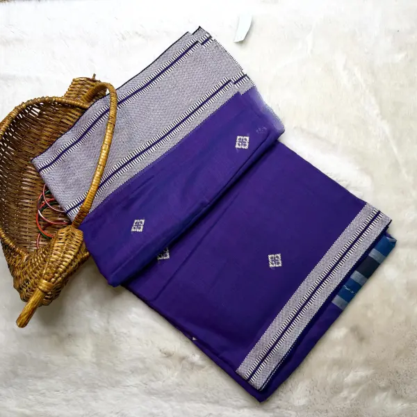 Purple with buttas dhaniakali cotton saree