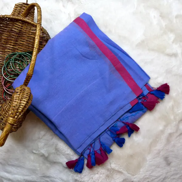 Blue Mul Mul cotton saree