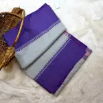 Grey with purple border dhaniakali cotton saree