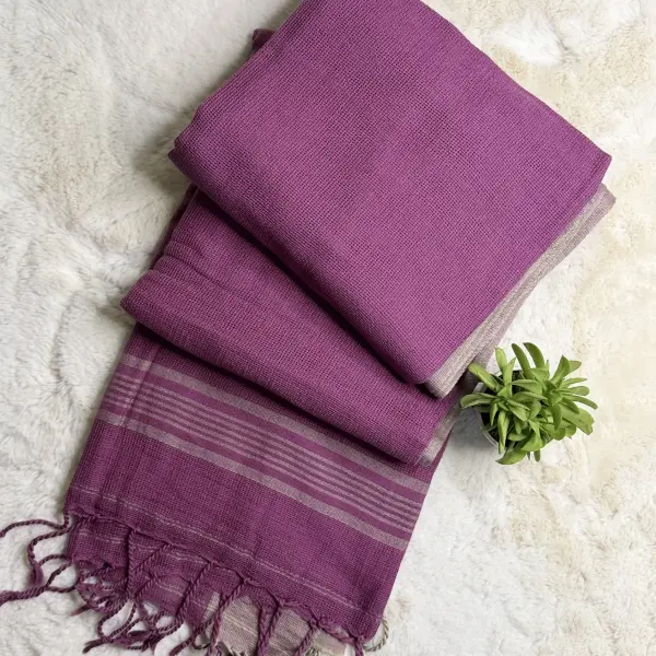 Lavender pure linen saree