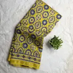 Yellow handpaint pure cotton saree