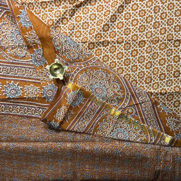 Mustard yellow mul cotton saree