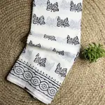 White & Black handpaint pure cotton saree