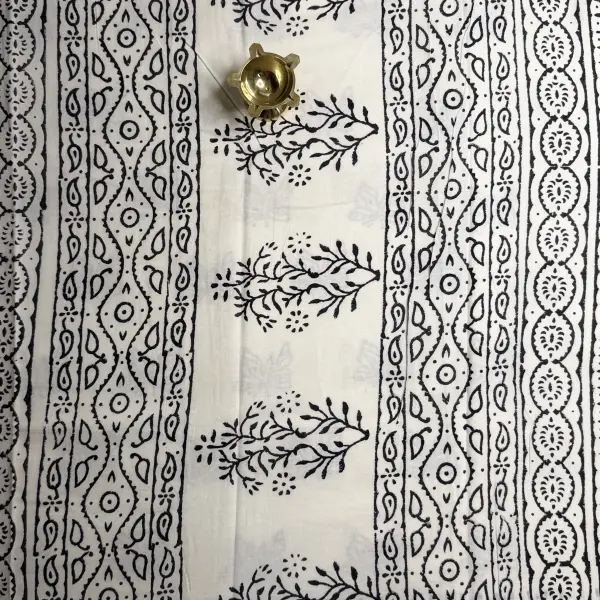 White & Black handpaint pure cotton saree