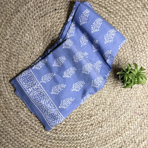 Powder Blue Pure cotton saree