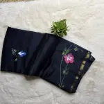 Black floral handpaint pure cotton saree