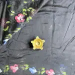 Black floral handpaint pure cotton saree