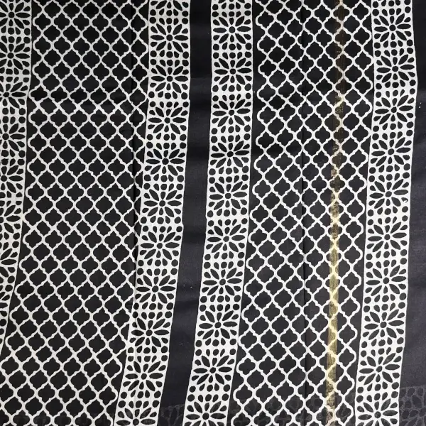 Black & white floral print pure cotton saree