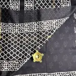 Black & white floral print pure cotton saree