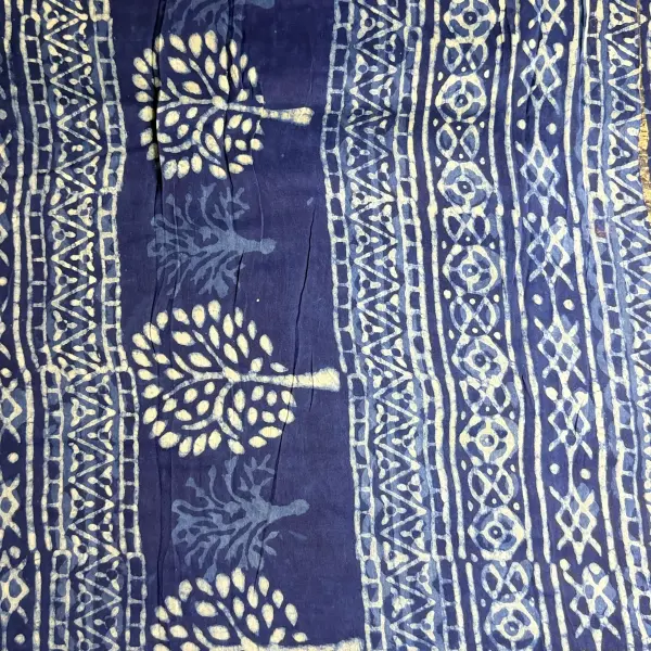 Indigo with buttas print cotton saree