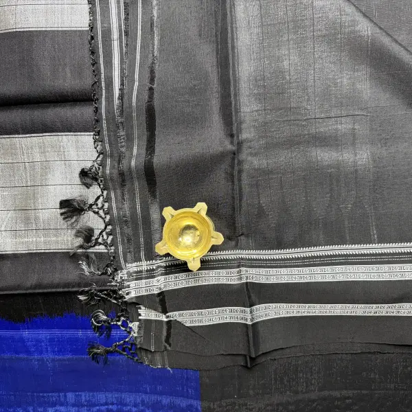 Ilakal Peacock Blue and Black Contrast Saree