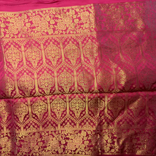 Rani Pink with Birds Motifs Mashru Silk Saree