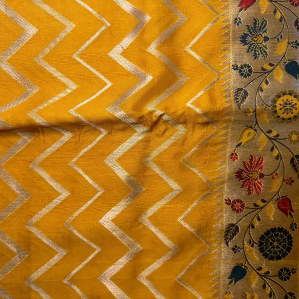 Yellow With Meenakari Work Semi Tussar Silk Saree