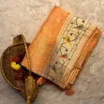 Light Orange Meenakari work Semi Tussar silk saree