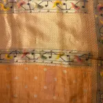 Light Orange Meenakari work Semi Tussar silk saree