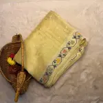 Lemon Yellow Meenakari Work Semi Tussar Silk Saree