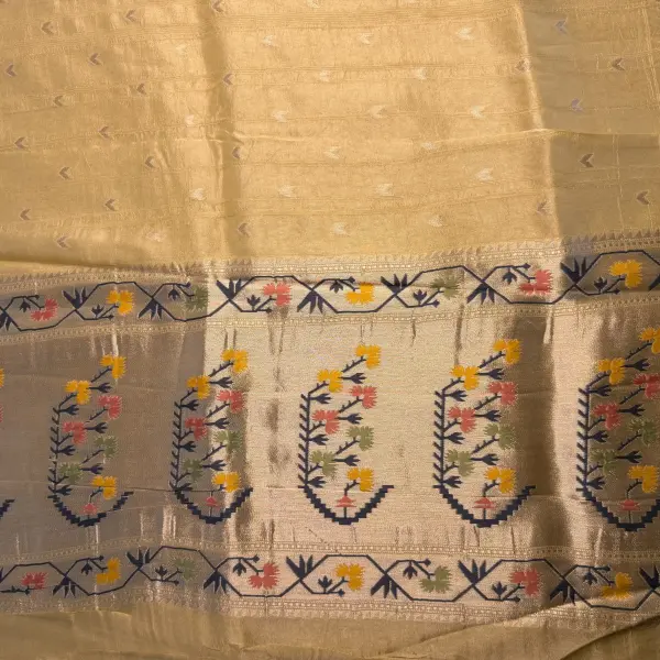 Lemon Yellow Meenakari Work Semi Tussar Silk Saree