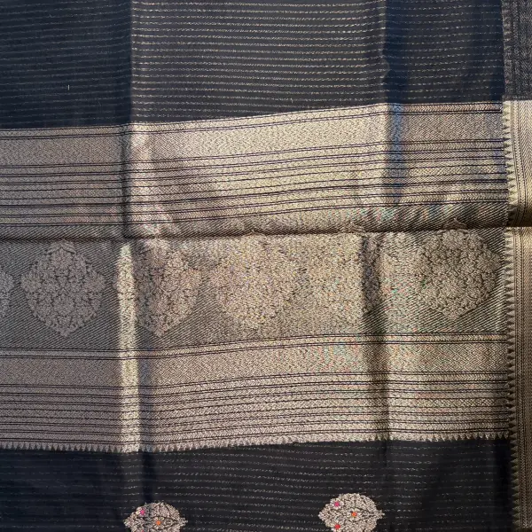 Black With Buttas Cotton Silk Saree