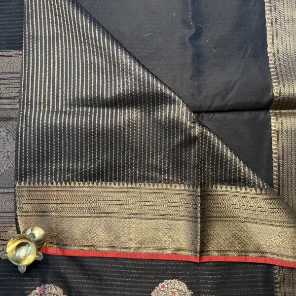 Black With Buttas Cotton Silk Saree